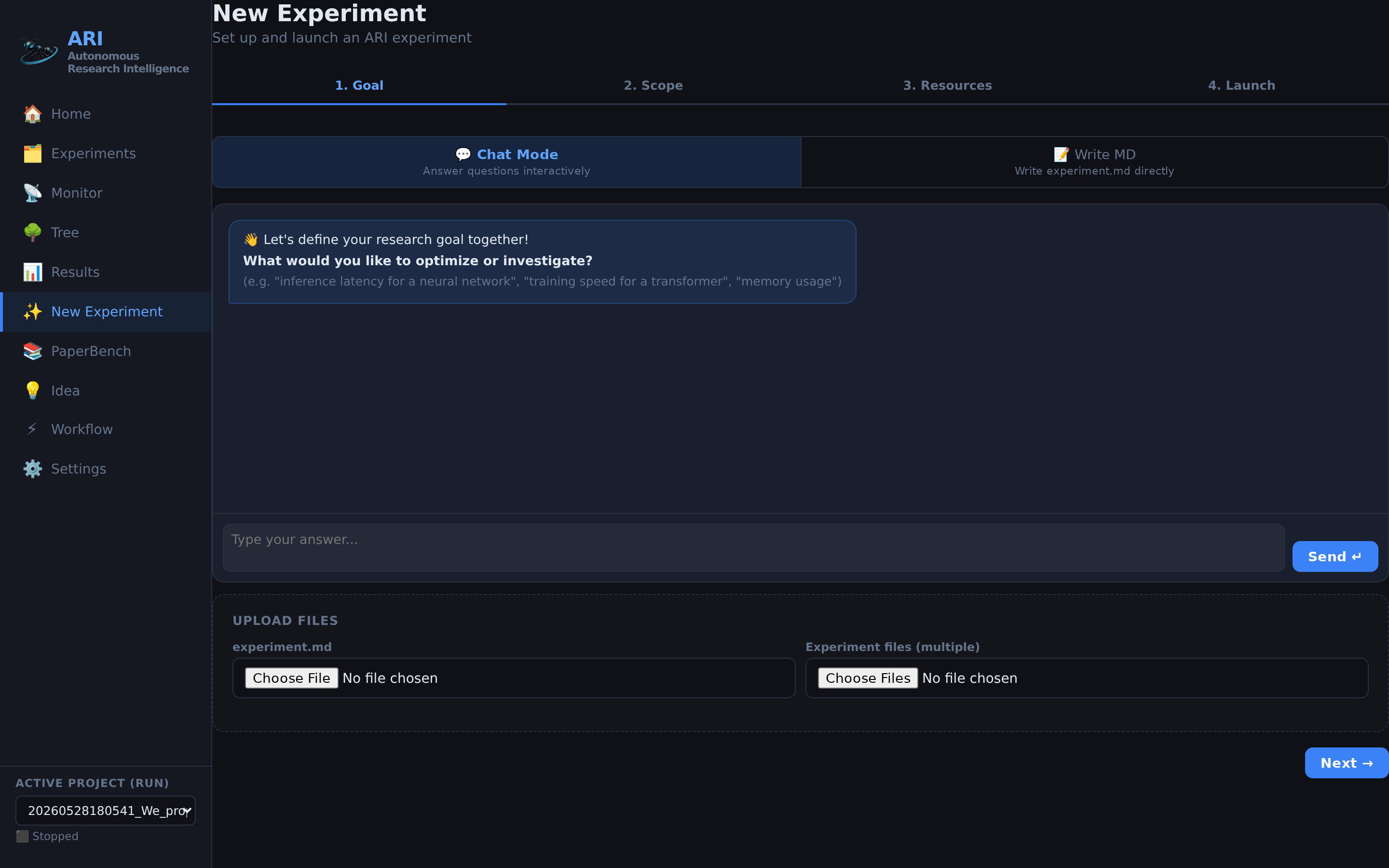 Experiment Wizard